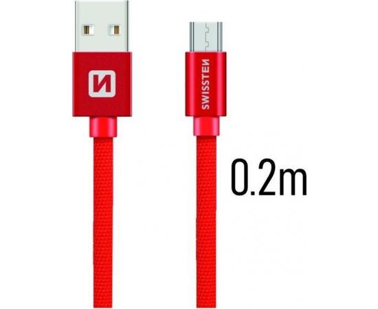 Swissten Textile Quick Charge Универсальный Micro USB Кабель данных 0.2m Красный