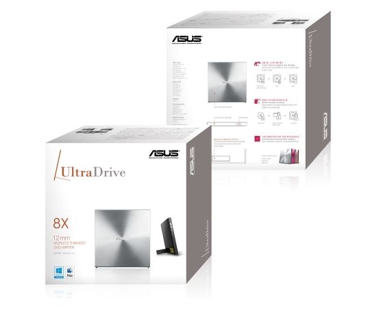 Asus SDRW-08U5S-U Interface USB 2.0, DVD±RW, CD read speed 24 x, Metallic, CD write speed 24 x, Notebook