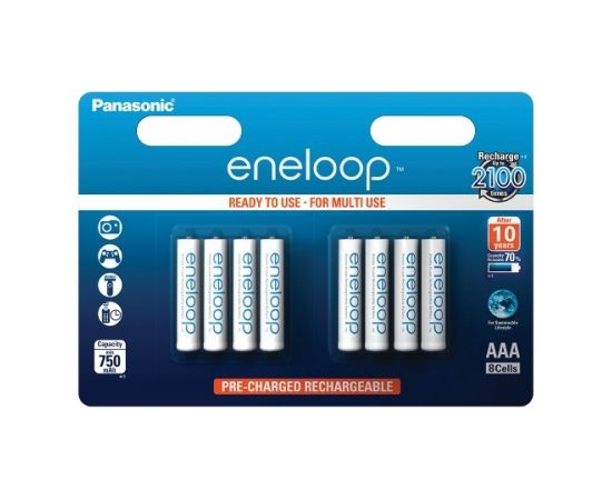 Panasonic Eneloop  AAA/LR03, 750 mAh, Rechargeable Ni-MH, 8 pc(s)