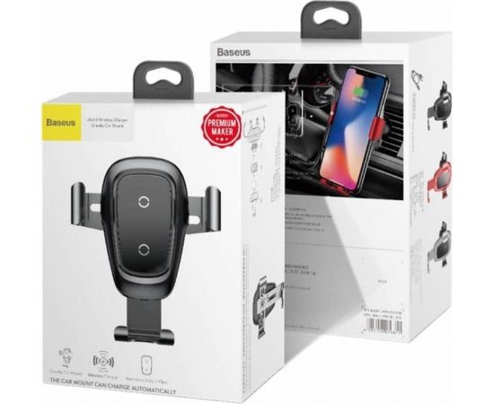 Baseus Gravity Air Vent Turētājs Gaisa Restei Ar Wireless Uzlādi + QC 3.0 Ladētājs + Micro USB Vads 1.2m Melns