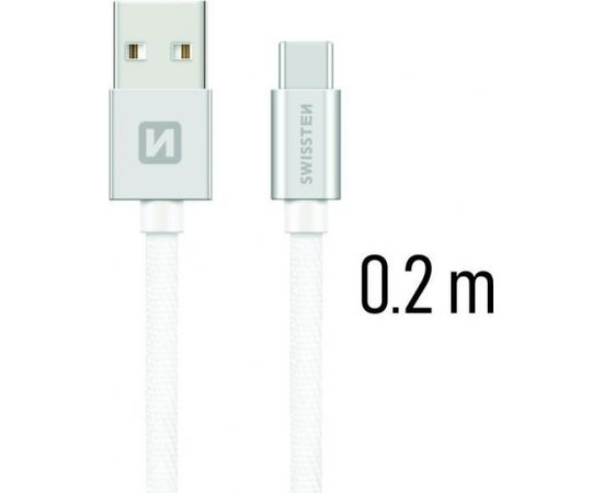 Swissten Textile Универсальный Quick Charge 3.1 USB-C USB Кабель данных 20 cм Серебряный