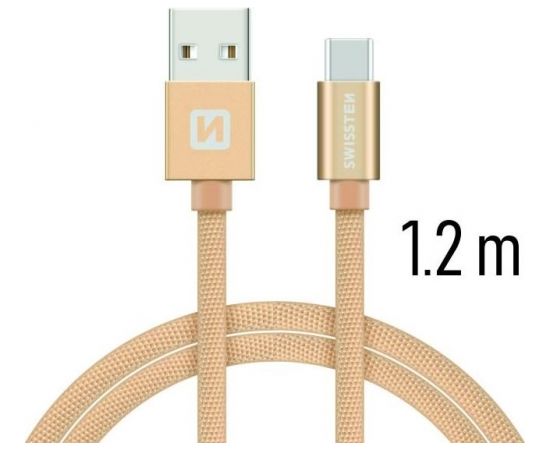 Swissten Textile Универсальный Quick Charge 3.1 USB-C USB Кабель данных 1.2м Золотой