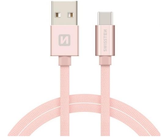 Swissten Textile Универсальный Quick Charge 3.1 USB-C USB Кабель данных 1.2м Розовый