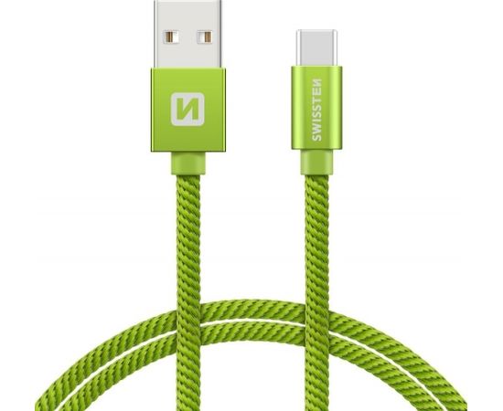 Swissten Textile Universāls Quick Charge 3.1 USB-C Datu un Uzlādes Kabelis 1.2m Zaļš