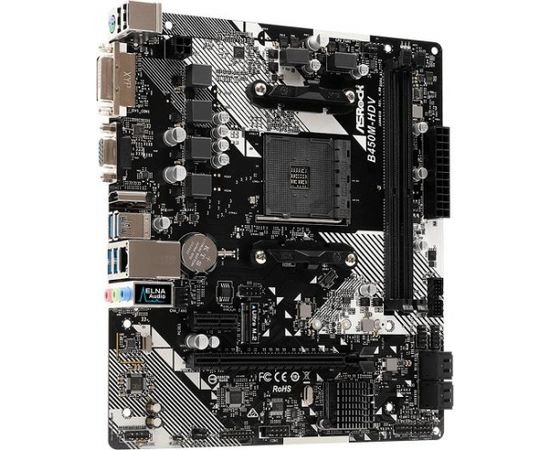 ASRock B450M-HDV R4.0, AM4, DDR4 3200+, 4 SATA3, HDMI, DVI-D, D-Sub