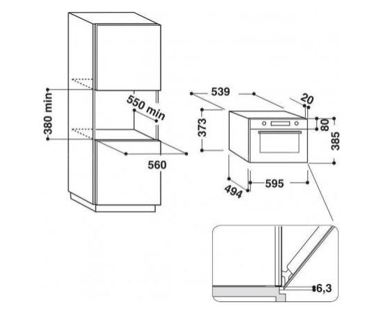 Whirlpool AMW 731 WH Iebūvējama mikroviļņu krāsns