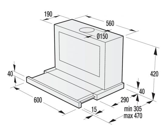 Gorenje BHP623E8X 578m³/​h 60cm tvaiku nosūcējs, iebūvējams