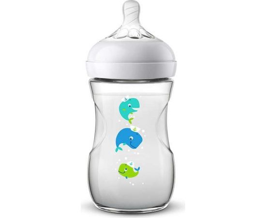 Philips Avent Barošanas pudelīte Natural Whale 260 ml, 1M+ - SCF070/23