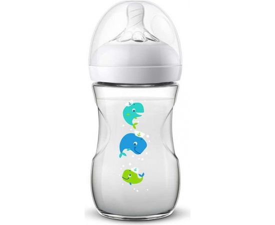 Philips Avent Barošanas pudelīte Natural Whale 260 ml, 1M+ - SCF070/23