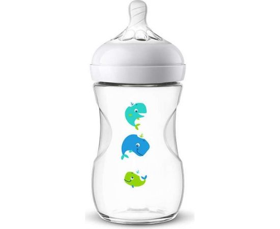 Philips Avent Barošanas pudelīte Natural Whale 260 ml, 1M+ - SCF070/23