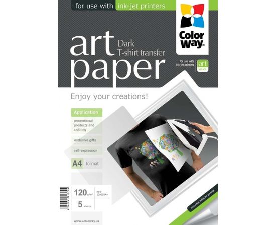 ColorWay ART T-shirt transfer (dark) Photo Paper, 5 sheets, A4, 120 g/m²