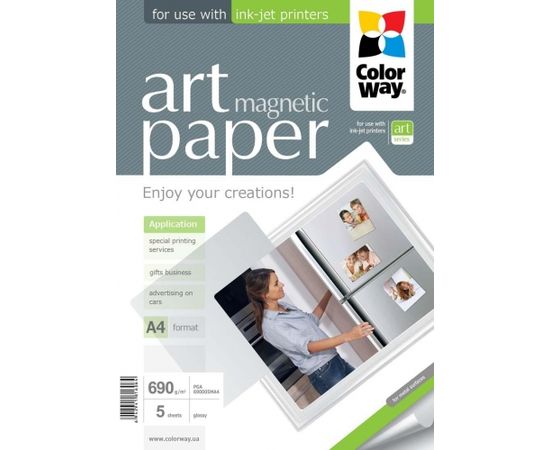 ColorWay ART Glossy Magnetic Photo Paper, 5 sheets, A4, 690 g/m²
