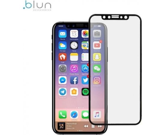 Blun 3D Ekstra līpīgs pilnas virsmas līmējāms 0.3mm rūdīts aizsargstikls no iekārtas malas līdz malai priekš Apple iPhone X / iPhone 10 / iPhone XS Full Face Melns