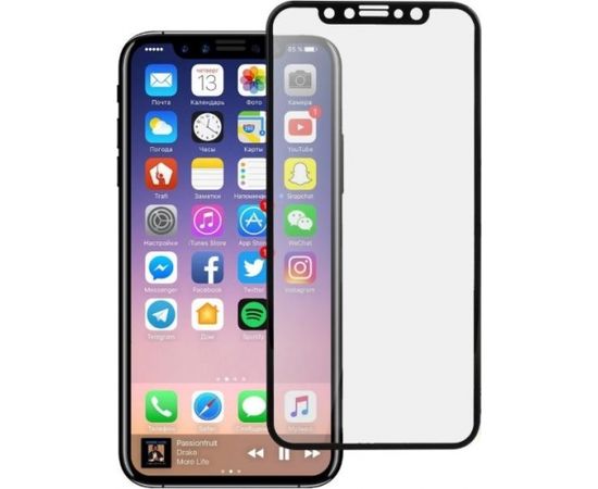 Blun 3D Ekstra līpīgs pilnas virsmas līmējāms 0.3mm rūdīts aizsargstikls no iekārtas malas līdz malai priekš Apple iPhone X / iPhone 10 / iPhone XS Full Face Melns