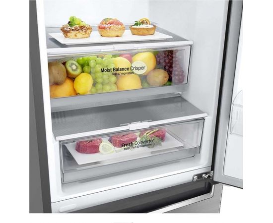 LG Refrigerator GBB61PZJZN Free standing, Combi, Height 186 cm, A++, No Frost system,   net capacity 232 L, Freezer net capacity 107 L, Display, 36 dB, Platinum silver3