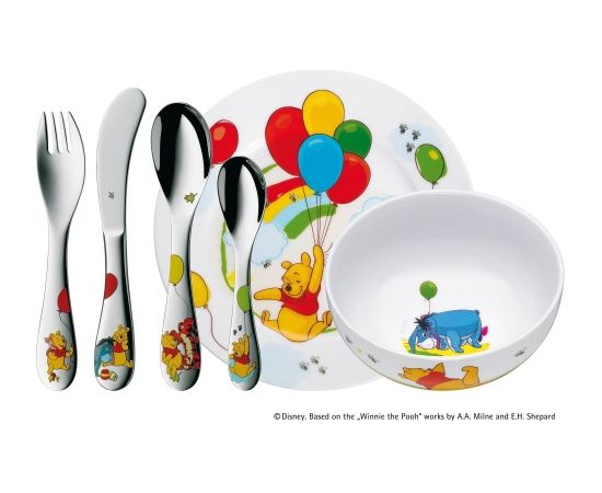 WMF Winnie T Child's cutlery set 6pcs WMF Winnie T Child's cutlery set, Material Cromargan® 18/10 stainless steel, 6 pc(s),   proof, Stainless steel, motley, green, yellow