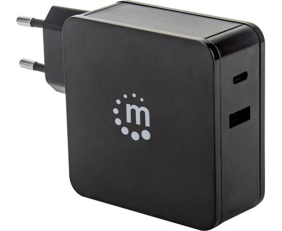 Manhattan Power Delivery charger USB-C 5-20V up to 60W USB-A 5V up to 2.4A black