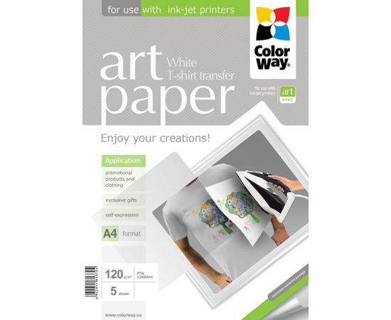 ColorWay ART Photo Paper T-shirt transfer (white), 5 sheets, A4, 120 g/m²