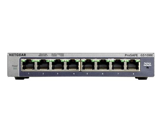 Netgear Switch GS108E Web Management, Desktop, 1 Gbps (RJ-45) ports quantity 8, Power supply type External