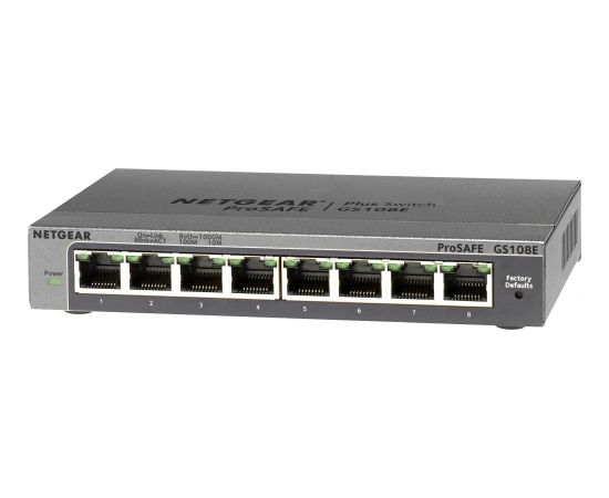 Netgear Switch GS108E Web Management, Desktop, 1 Gbps (RJ-45) ports quantity 8, Power supply type External