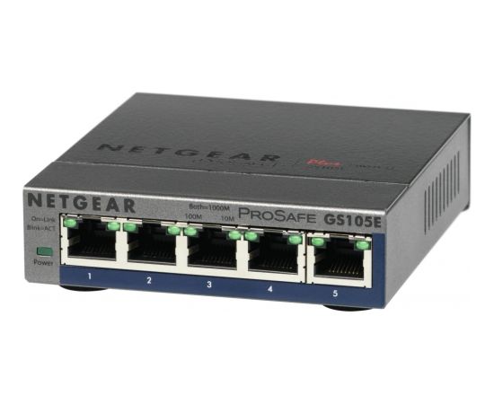 Netgear Switch GS105E Web Management, Desktop, 1 Gbps (RJ-45) ports quantity 5, Power supply type  External