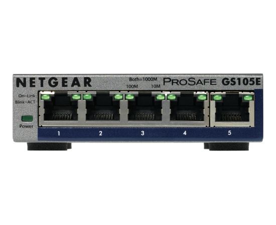 Netgear Switch GS105E Web Management, Desktop, 1 Gbps (RJ-45) ports quantity 5, Power supply type  External