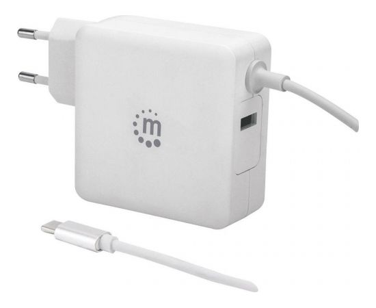 Manhattan Power Delivery charger USB-C 5-20V up to 60W USB-A 5V up to 2.4A white