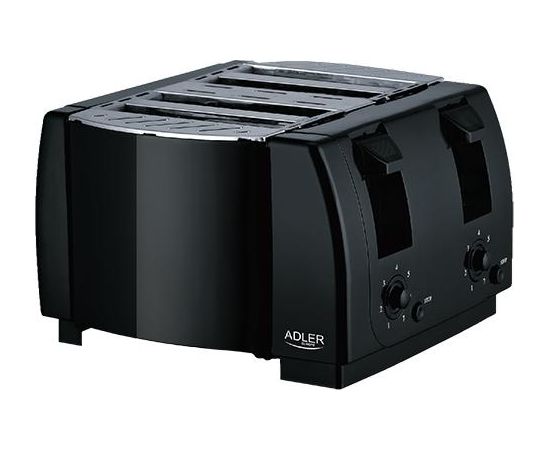 Adler Toaster AD 3211 Black, Plastic, 1300 W, Number of slots 4,