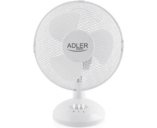 Adler AD 7302 Desk Fan, Number of speeds 2, 60 W, Oscillation, Diameter 23 cm, White Ventilatori