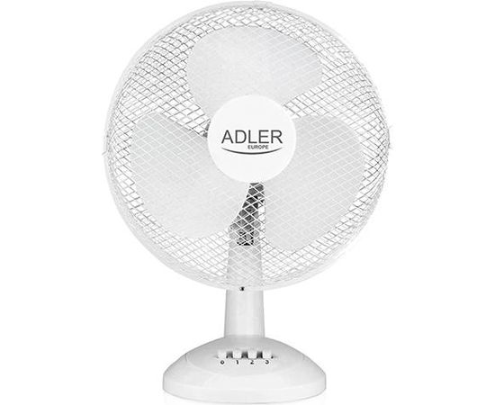 Adler AD 7303 Desk Fan, Number of speeds 3, 80 W, Oscillation, Diameter 30 cm, White