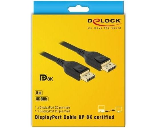 Delock Cable Displayport 1.4 male > Displayport male (20pin) 8K 5m