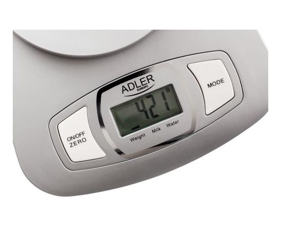 Adler Kitchen scale AD 3137s Maximum weight (capacity) 5 kg, Graduation 1 g, Display type LCD, Silver