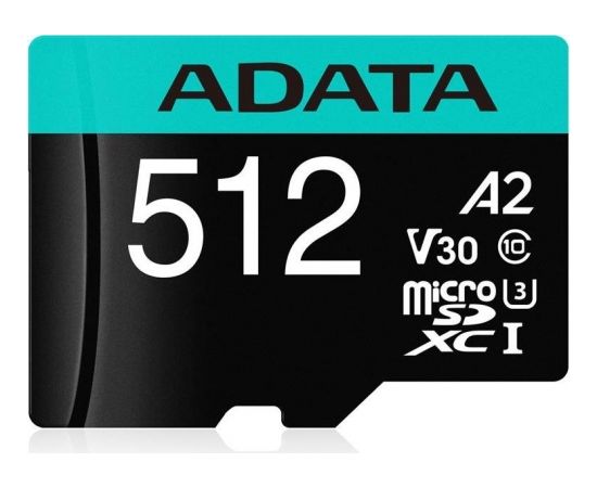 A-data ADATA 512GB Premier Pro MICROSDXC, R/W up to 100/80 MB/s, with Adapter