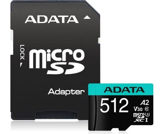 A-data ADATA 512GB Premier Pro MICROSDXC, R/W up to 100/80 MB/s, with Adapter