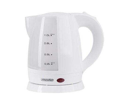 Mesko Kettle MS 1276 Standard, Plastic, White, 1600 W, 360° rotational base, 1 L