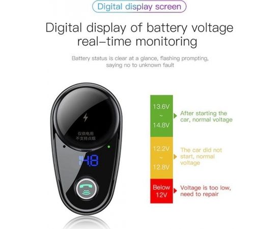 Baseus Locomotive Автомобильный FM Трансмиттер 3.4A / USB Flash / Bluetooth 4.2 Черный