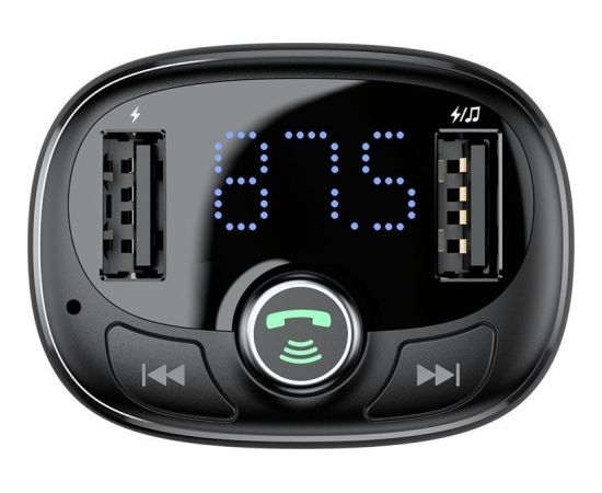 Baseus T-Typed FM Auto Transmitter 3.4A / USB Flash / SD / Bluetooth 4.2 Melns