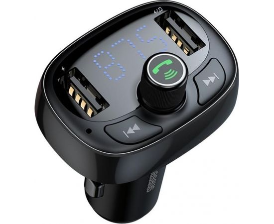 Baseus T-Typed FM Auto Transmitter 3.4A / USB Flash / SD / Bluetooth 4.2 Melns