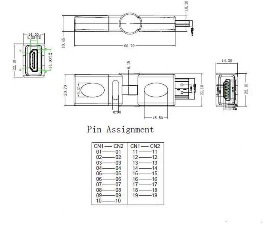 ART ADAPTER HDMI female/HDMI male rotating180  degrees oem