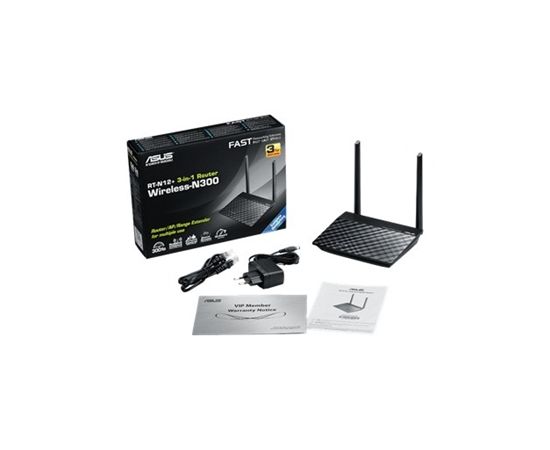 Asus Router RT-N12plus 10/100 Mbit/s, Ethernet LAN (RJ-45) ports 4, 2.4GHz, Wi-Fi standards 802.11n, 300 Mbit/s, Antenna type External, Antennas quantity 2