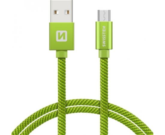 Swissten Textile Universāls Micro USB Datu un Uzlādes Kabelis 2m Zaļš