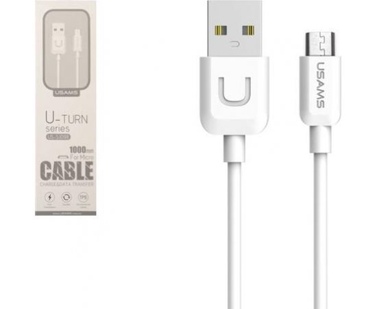 Usams U-TURN Universāls Silikona Micro USB Datu un uzlādes Kabelis 1m Balts