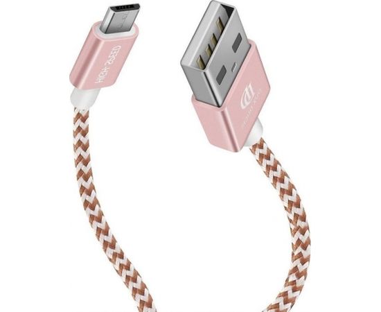 Dux Ducis KII Premium Micro USB Комплект Кабелей для Зарядки и Переноса Данных Из Прочного Материала 100 cm + 20 cm Розовый
