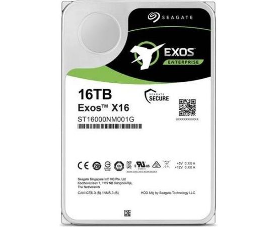 Seagate Exos X16, 3.5'', 16TB, SATA/600, 7200RPM, 256MB cache HDD Iekšējie cietie diski