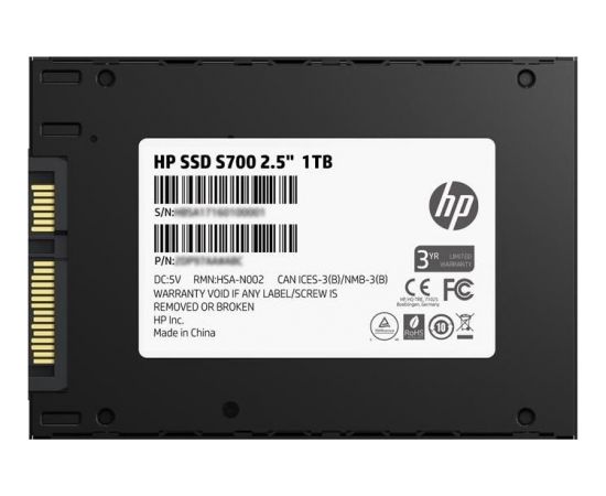 HP SSD S700 1TB 2.5'', SATA3 6GB/s, 561/523 MB/s, 3D NAND SSD Cietie Diski (Solid state drive)