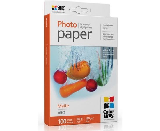 ColorWay Matte Photo Paper, 100 sheets, 10x15, 190 g/m²