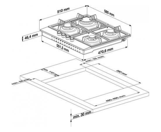 Beko HILW64225SW gāzеs virsma