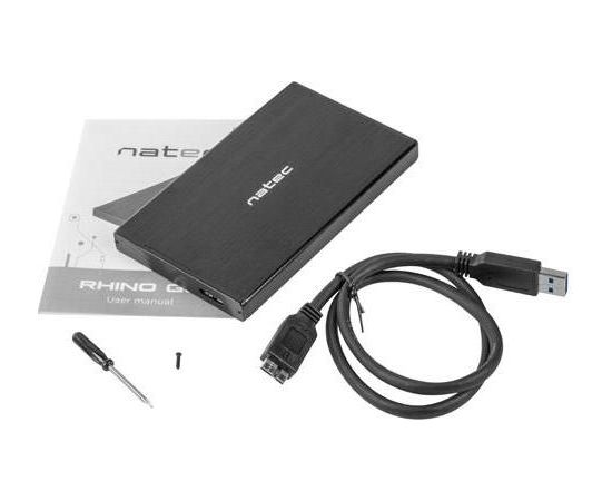 Natec HDD/SSD external enclosure RHINO GO for 2.5'' SATA - USB 3.0, Aluminum