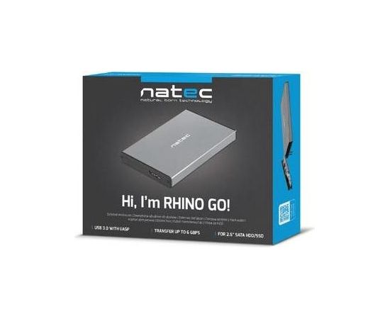 Natec external enclosure RHINO GO for 2,5'' SATA, USB 3.0, Grey