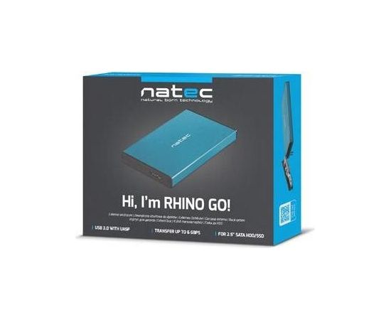 Natec external enclosure RHINO GO for 2,5'' SATA, USB 3.0, Blue